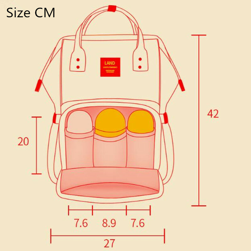 LAND Diaper Bags Solid New Fashion Backpack for Mom Upgrade Stroller Organizer Large Waterproof Mommy Maternity Nappy Bag
