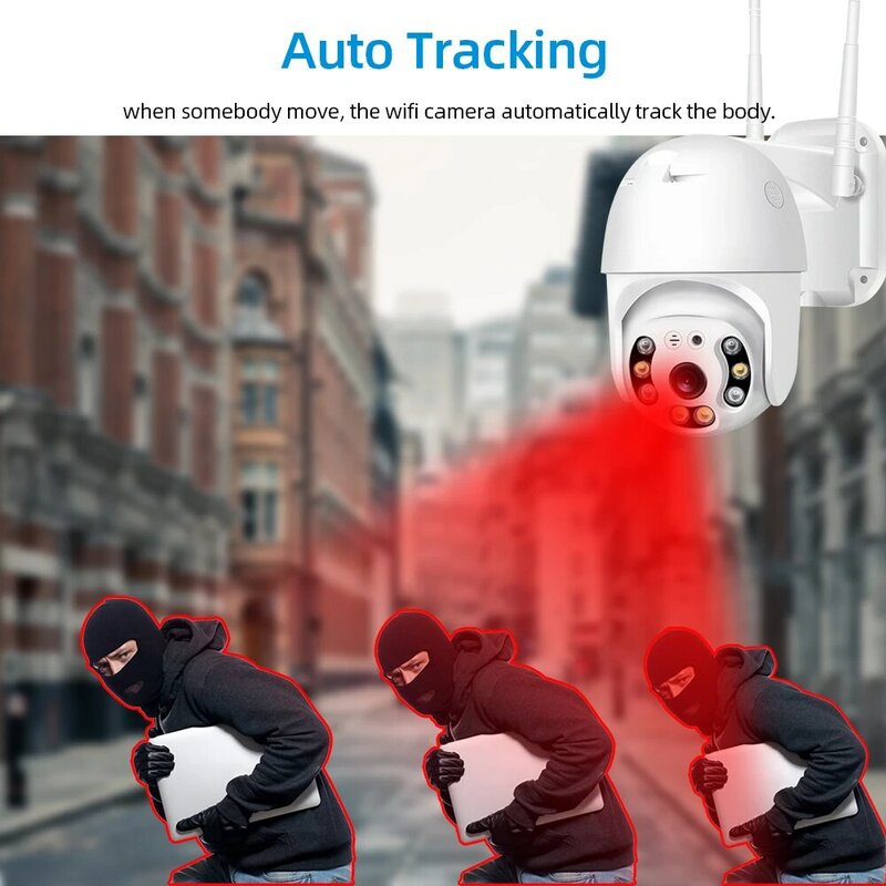 4K Ultra HD Wifi PTZ IP Camera Outdoor Auto Tracking Color Night Vision Wireless CCTV Security Camera 5MP Video Surveillance Cam