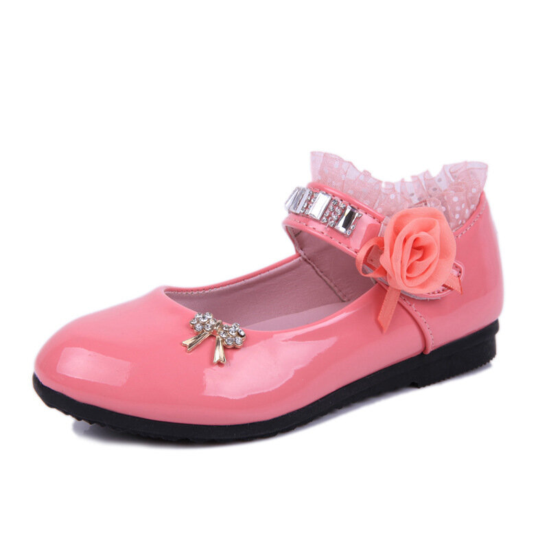 2021 nuovi bambini eleganti sandali in pelle PU principessa bambini ragazze abito da sposa scarpe con perline da festa per ragazze