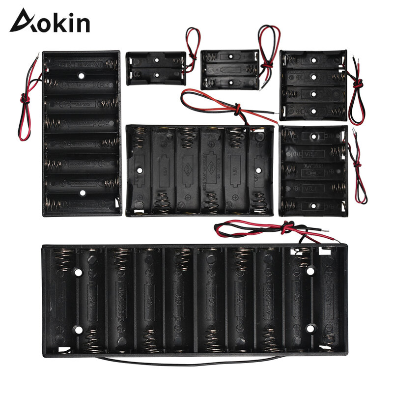 1Pcs Aa Batterij Houder Case Box 2 3 4 5 6 8 10 Slot Met Wire Leads Geen cover & Switch Batterijen Organizer Plastic Opbergdoos