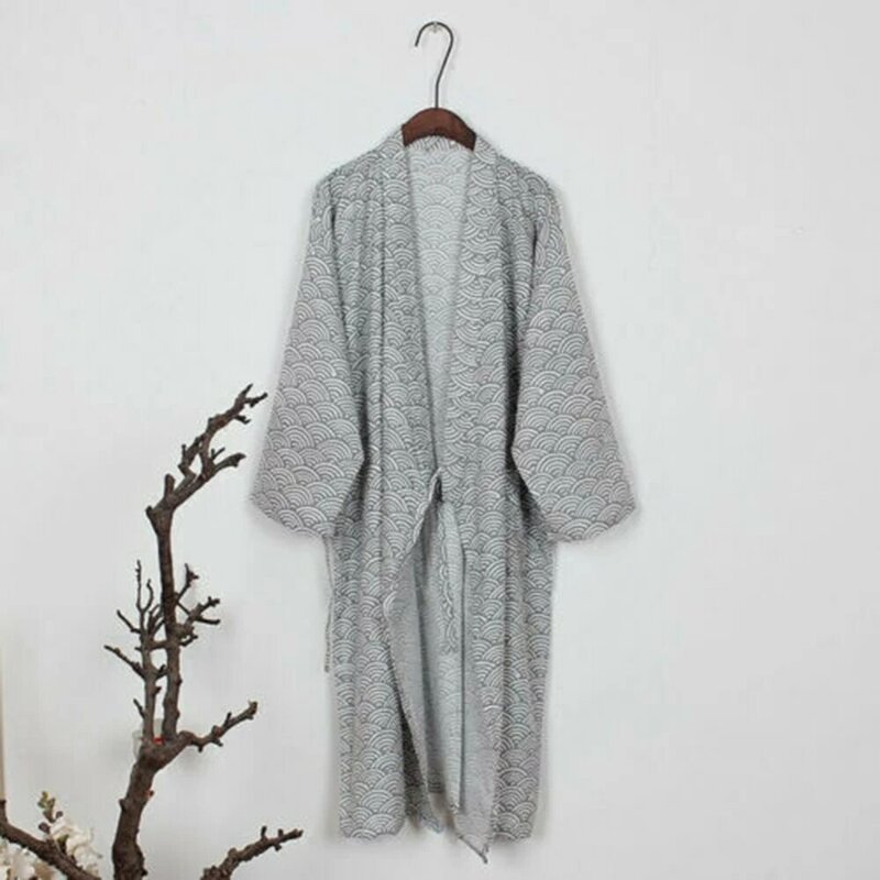 Bata de baño clásica de estilo japonés para hombre, Kimono con estampado tradicional, ropa de dormir, Pijama, Batas
