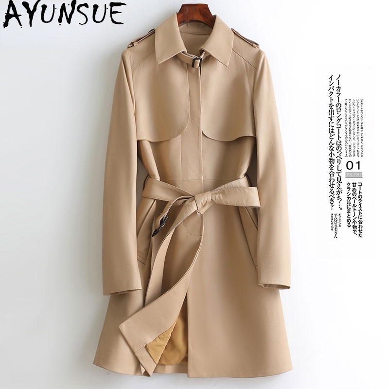 AYUNSUE 100% оригинальная Женская куртка, Осень-зима 2021, элегантное меховое пальто из овчины, женские тренчи, пальто, женское манто Gxy463