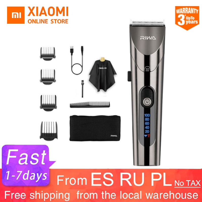 Xiaomi-cortadora de pelo eléctrica RIWA para hombre, cabezal profesional de corte de acero de alta potencia con pantalla LED lavable, 2020