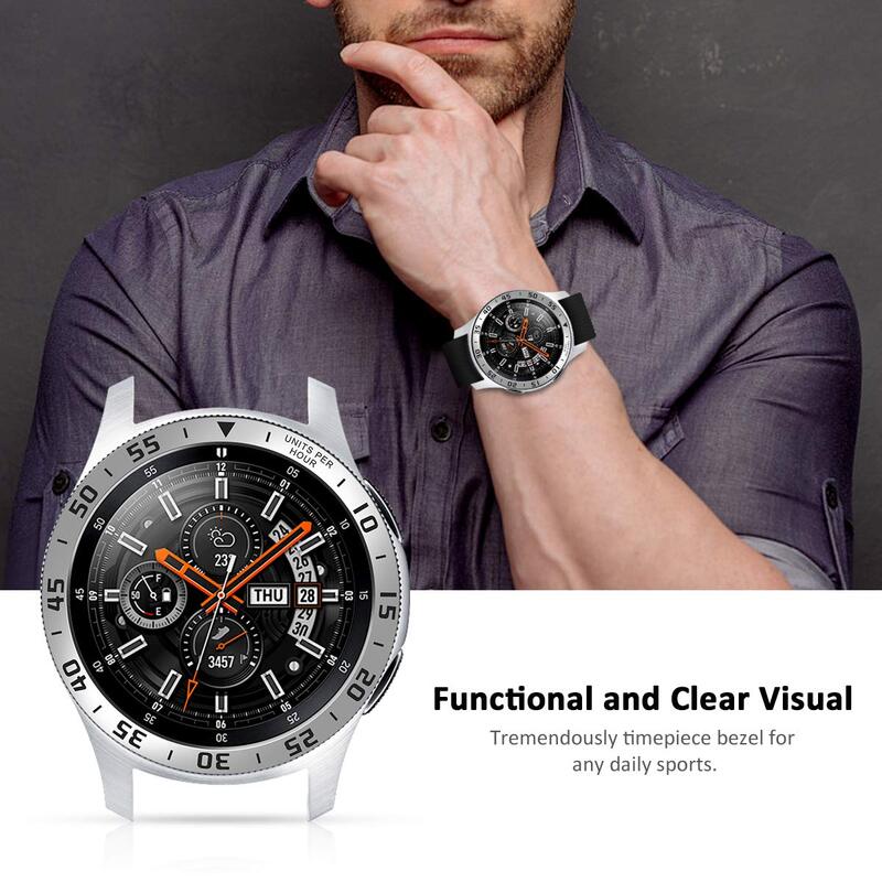 Ободковое кольцо для часов Samsung Galaxy Watch 46 мм, клейкое покрытие, защита от царапин из нержавеющей стали, Аксессуары для Samsung Gear S3