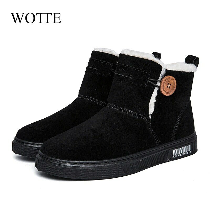Men Ankle Boots 2021 New Winter Boots For Men Keep Warm Snow Botas Mujer Slip-On Ankle Boots Low Heels Winter Shoes for Men