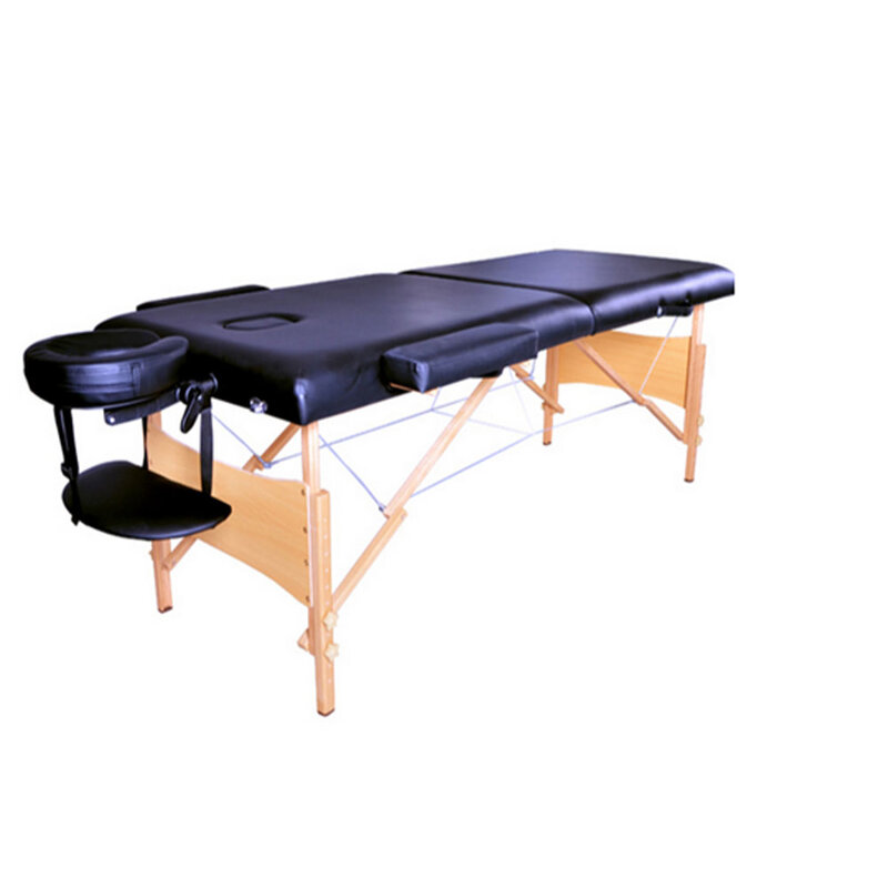 Mesa de masaje para SPA y culturismo, cama de belleza portátil plegable de 84 pulgadas, 2 secciones, color negro