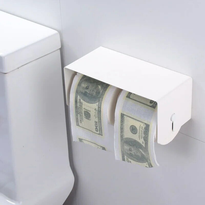 Soporte de papel higiénico con estante, soporte de papel tisú para baño, montaje en pared de doble rollo, almacenamiento en estante