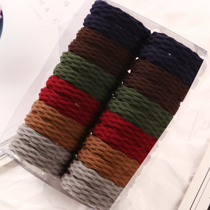 1 ensemble de bandes de caoutchouc élastiques épaisses de couleurs unies pour femmes, Style Simple, jolies couleurs, attaches de cheveux extensibles unies