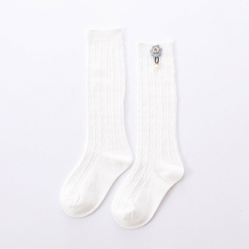 Calcetines hasta la rodilla para niñas de 1 a 5 años, calcetín largo de algodón con flores exquisitas, de princesa, calentador de piernas