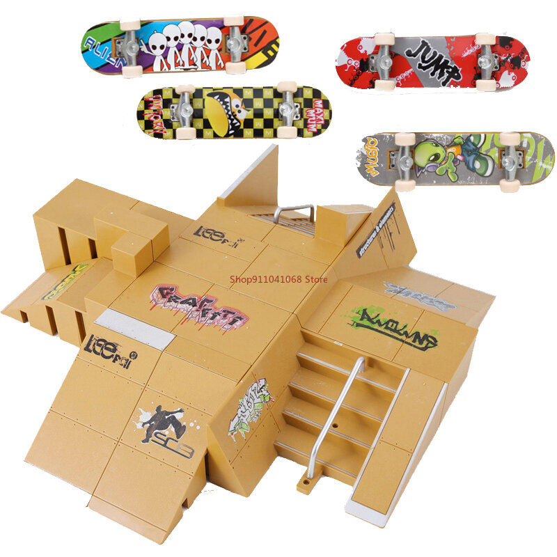 Monopatines de dedo para Parque de Skate, piezas de rampa para cubierta de práctica de tecnología, juego de regalo para niños, juguetes de diapasón