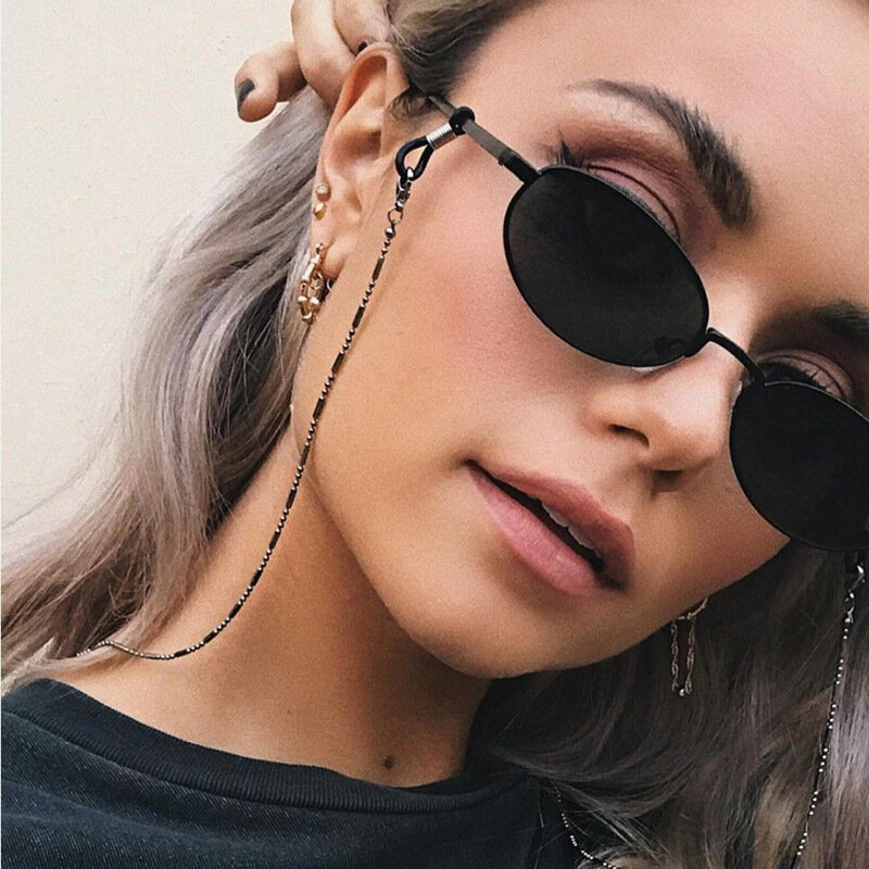 Óculos de sol mascarando correntes para mulheres acrílico pérola cristal óculos correntes cordão vidro 2021 nova moda jóias atacado