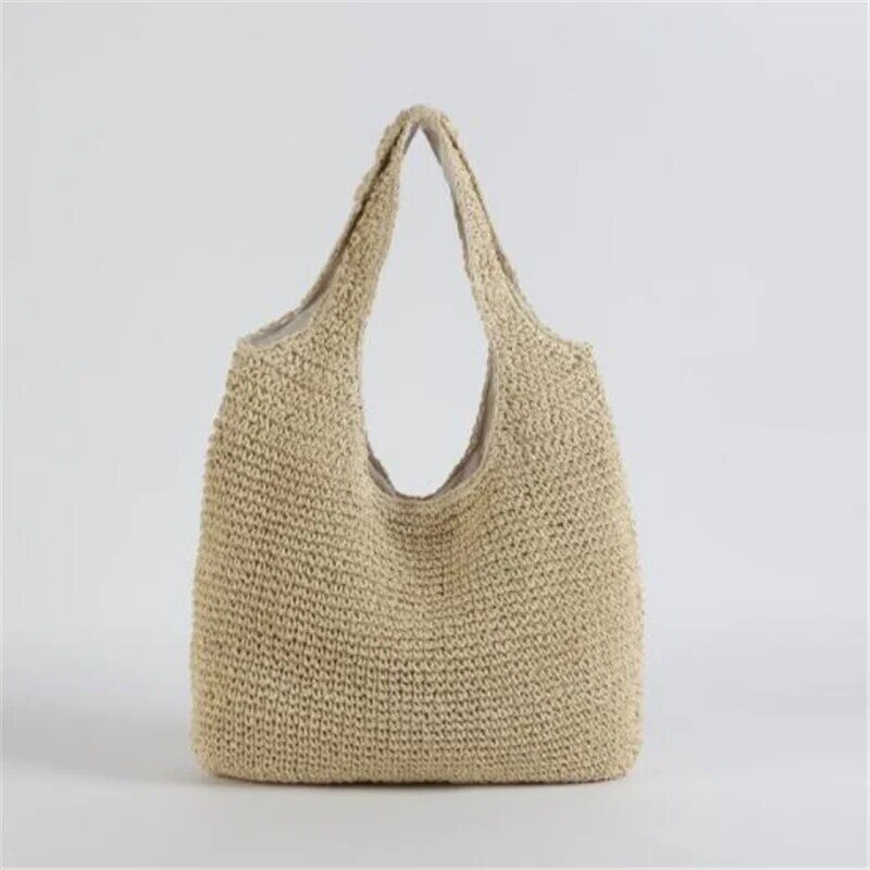 Женская плетеная сумка ручной работы, Вместительная женская сумка-тоут, пляжная сумка для отпуска, летняя сумочка из соломы Bolsa
