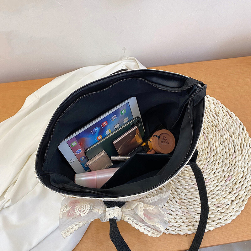 CAREY KAY borsa di paglia a nastro borsa per tessitura 2022 estate nuove borse a tracolla in Rattan della boemia borse Casual per le vacanze al mare di grande capacità