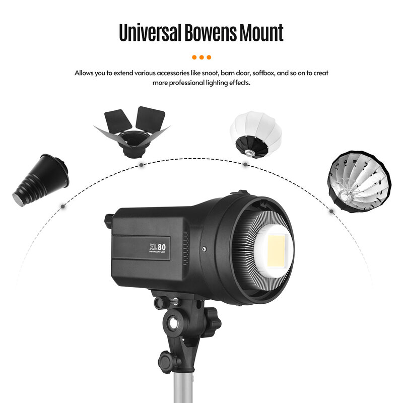 Nieuwe Led Continue Studio Video Licht 80W 5600K Helderheid Verstelbare Bowens Mount Voor Live Streaming Portretproduct