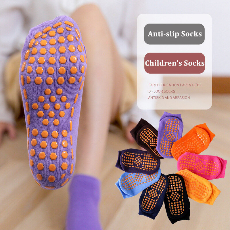 Chaussettes en Silicone antidérapantes pour enfants de 1 à 12 ans, en coton doux et respirant pour garçons et filles, chaussettes de Trampoline pour étudiants