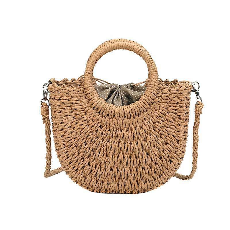 Borsa da spiaggia estiva in Rattan borsa circolare in paglia di boemia borsa da donna di design di lusso fatta a mano borsa Tote borsa in vimini intrecciata
