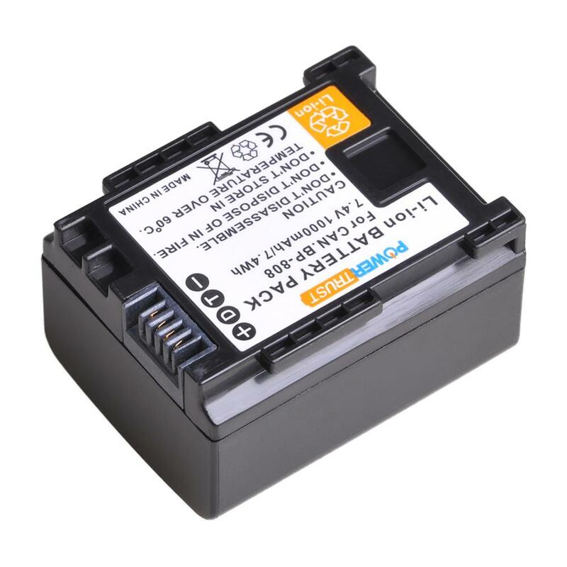 PowerTrust-Batería de cámara de 1000mAh, BP-808, BP 808, para Canon BP-827, BP 827, BP-819, BP-807, XA10, HF20, HF10, HF100, HG20