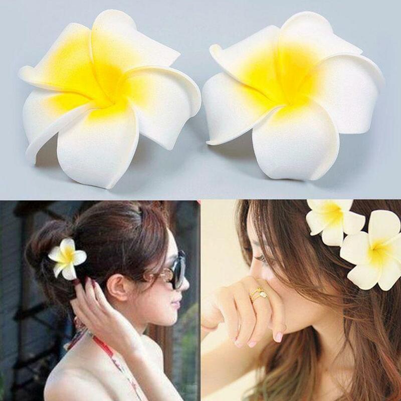 Hawaii Plumeria Flower Hair Clips For Women Girls White Floral Hairpins For Summer Beach Holiday Wedding Party Hair Accessories