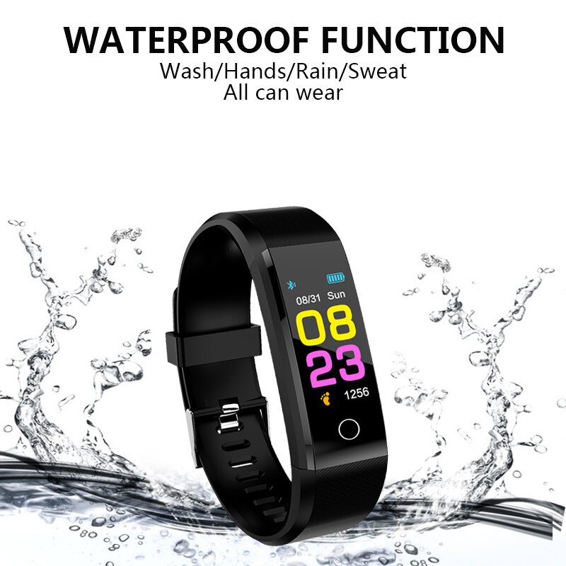 115 Plus reloj inteligente Monitor de ritmo cardíaco presión arterial rastreador de Fitness pulsera inteligente impermeable para IOS Android smart watch women