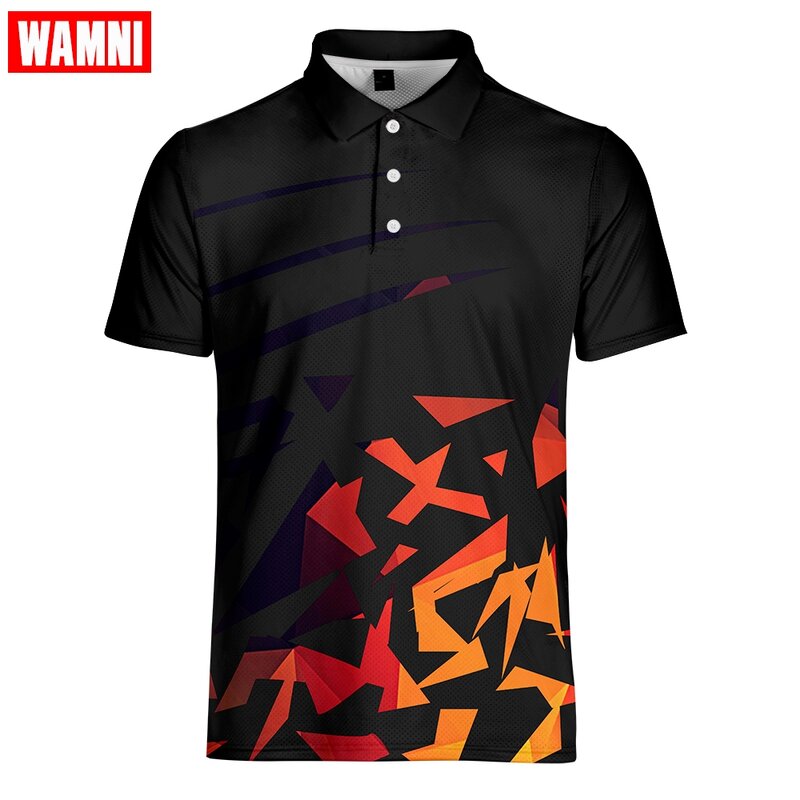 WAMNI Fashion koszula do badmintona Casual Oversize skręcić w dół kołnierz prosty ciemno czerwony z krótkim rękawem koszulka tenisowa Sport XXS-6XL