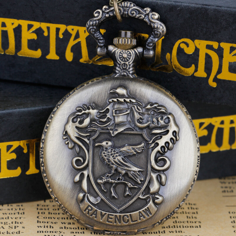 Bronze/Grey Antique School Pocket Watch Necklace Fob Quartz Gift Necklace Pendant reloj hombre