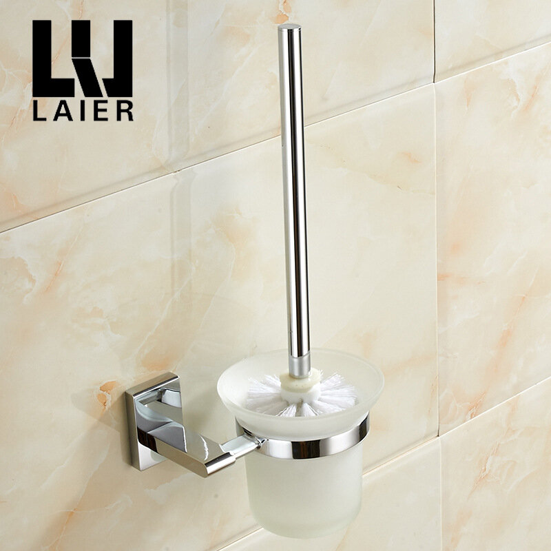 Vidric-soporte para escobilla de baño, estante de cobre cromado, sencillo, Moderno