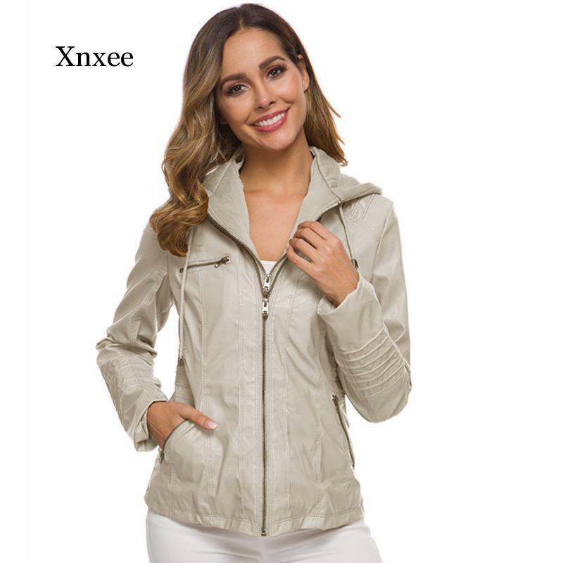 Jaket Kulit Imitasi Wanita 2020 Mantel Jaket Dasar Jaket Motor Musim Dingin Wanita Kulit Imitasi Hoodie Pu Pakaian Luar