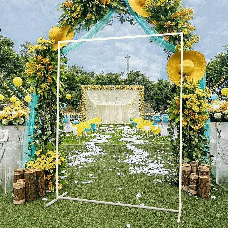 Soporte de arco de boda de Metal con líneas de rejilla, marco de decoración de fondo de globos de flores para fiesta de jardín, 2 × 1,6 M