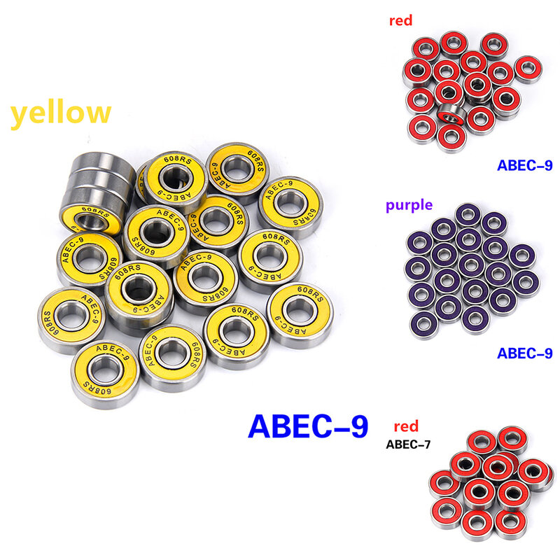 Rodamiento de bolas para monopatín, rodamiento sellado de acero para monopatín, ABEC-7/ABEC-9, 608 antióxido, práctico