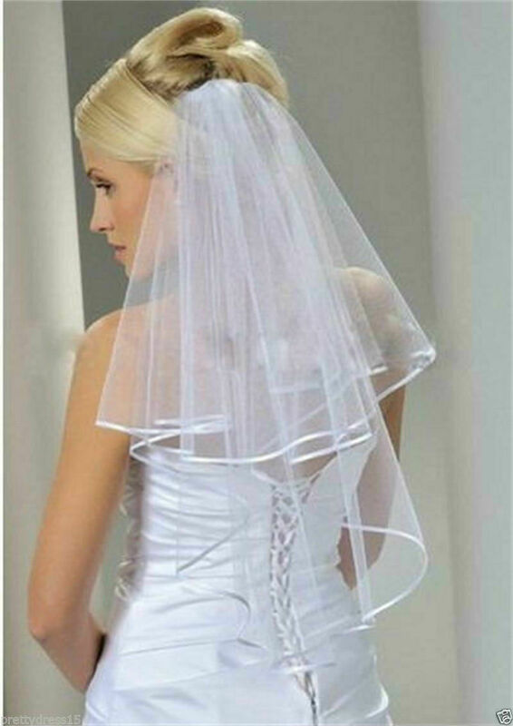 Белая свадебная вуаль для невесты 2 уровня с расческой ручной работы Длина Локтя 2024