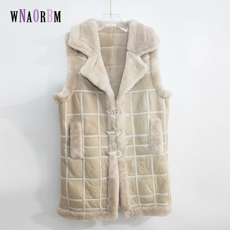 Natuurlijke Wol Schapen Scheren Herfst Winter Vrouwen Tops Warm Leather Coat Vrouwen Vest Nieuwe Mode Schapenvacht Trui Vest Jas