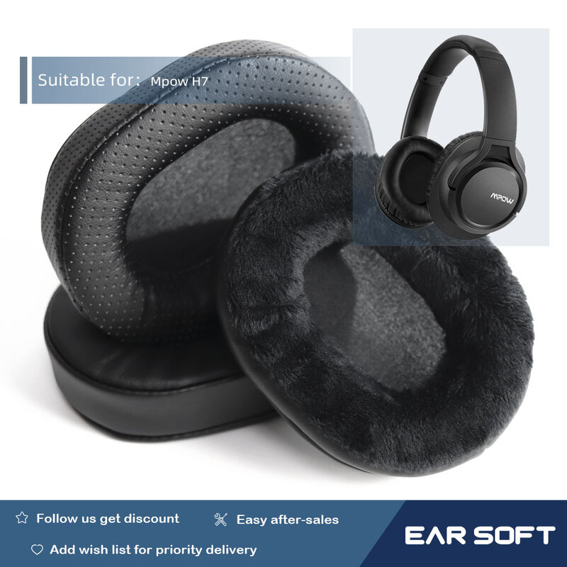 Earsoft เปลี่ยนแผ่นรองหูฟังสำหรับ Mpow H7หูฟังหูฟัง Earmuff กรณีอุปกรณ์เสริม
