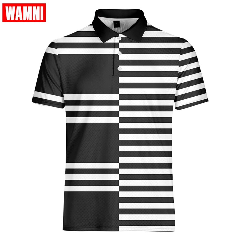 WAMNI Tennis Новинка 3D рубашка Спортивная повседневная черная для бодибилдинга быстросохнущая полосатая homme 3D спортивная Harajuku