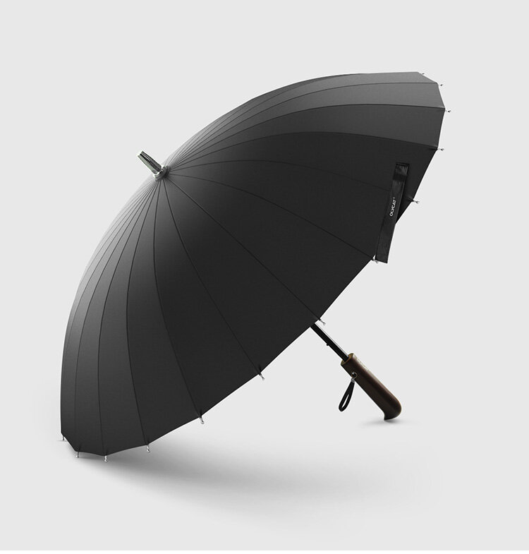 Bán Thương Hiệu Đi Mưa Đi Nam Chất Lượng 24K Mạnh Mẽ Chống Gió Glassfiber Khung Bằng Gỗ Dài Tay Cầm Ô Dù Nữ Parapluie