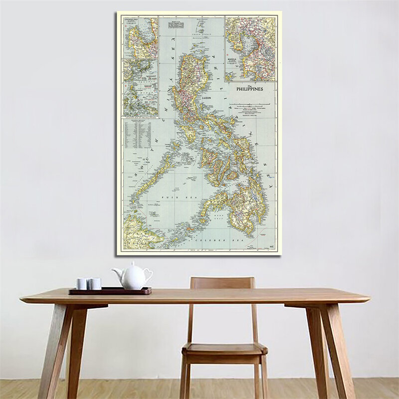 100x150 سنتيمتر خريطة العالم الفلبين (1945) الرجعية ورق فني اللوحة ديكور المنزل الجدار ملصق طالب القرطاسية اللوازم المكتبية المدرسية