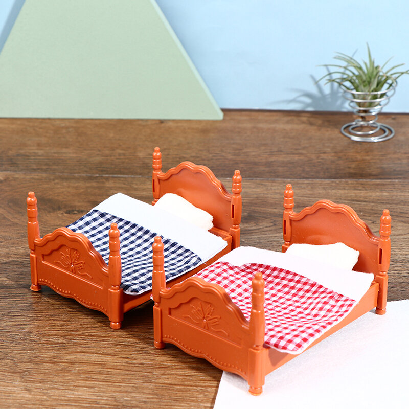 1 компл. Креативный кукольный домик мини спальня дети мини двойная кровать мебель сцена игрушка кукольный домик декоративные аксессуары подарок для детей