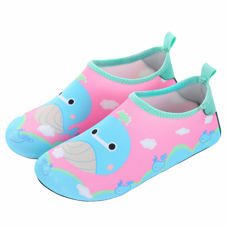 Sapatos infantis de secagem rápida para meninos e meninas, calçado de natação com pele colorida descalça para crianças, chinelos de natação para secagem rápida