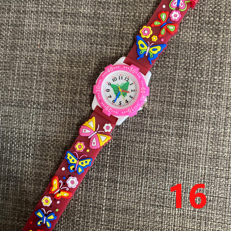 Zegarek dla dzieci motyl Cartoon podświetlany zegarek kwarcowy kreatywny grawerunek pasek wskaźnik dziewczyna Wrist Watch Christmas Gift Relogio