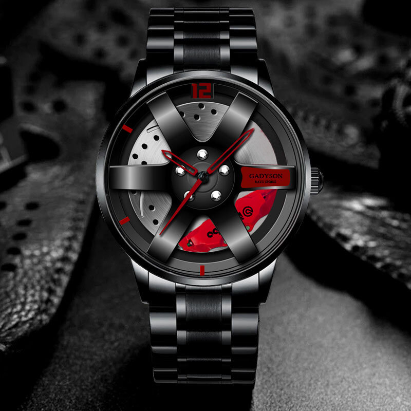 Nowa dostawa!! Watch Hub Custom Design sport obręcz samochodowa sport zegarek wodoodporny kreatywny 2022 zegarek męski zegarek męski koło zegar