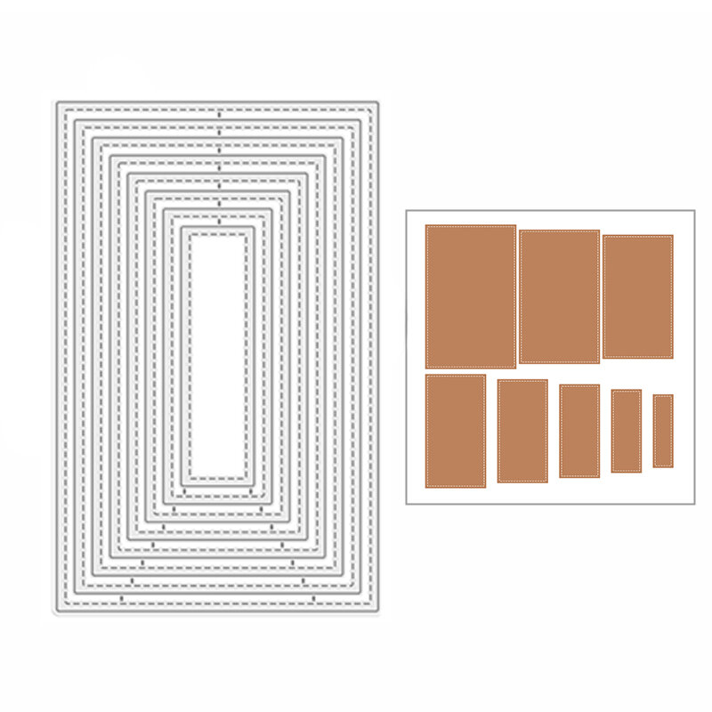 2021 nowe zagnieżdżone Stitched prostokąty metalowe wykrojniki dla majsterkowiczów dekoracje do scrapbookingu i tworzenie kartek prace ręczne z papieru tłoczenie bez pieczęci