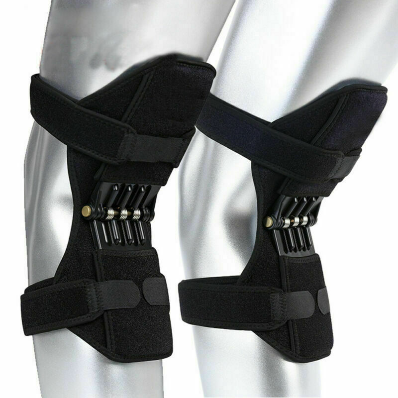 1 par de almohadillas de apoyo para la rodilla transpirables antideslizantes de apoyo de la articulación de la rodilla rodilleras de fuerza de resorte de rebote potente rodilla de refuerzo de pastillas