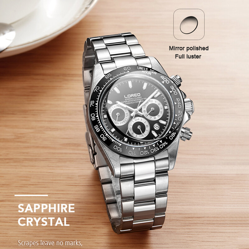 LOREO 2021ใหม่เซรามิคนาฬิกาอัตโนมัติสำหรับชาย20bar Diver นาฬิกาแบรนด์หรูผู้ชายนาฬิกา Sapphire ปฏิทิน Montre homme