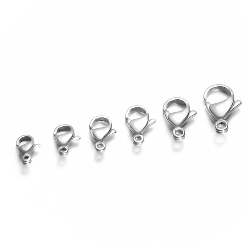 Semitree 50Pcs/Lot Stainless Steel 9/10/11/12/13/15mm Lobster Clasps Hooks Connector for DIY Jewelry Findings Materials Supplies
