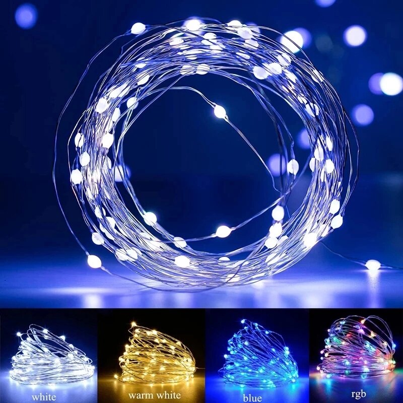 2m/5m/10m Copper Wire LED Garlands Christmas Fairy String Lights Curtain light For Wedding Home Garden Decoration Lamp Рождество