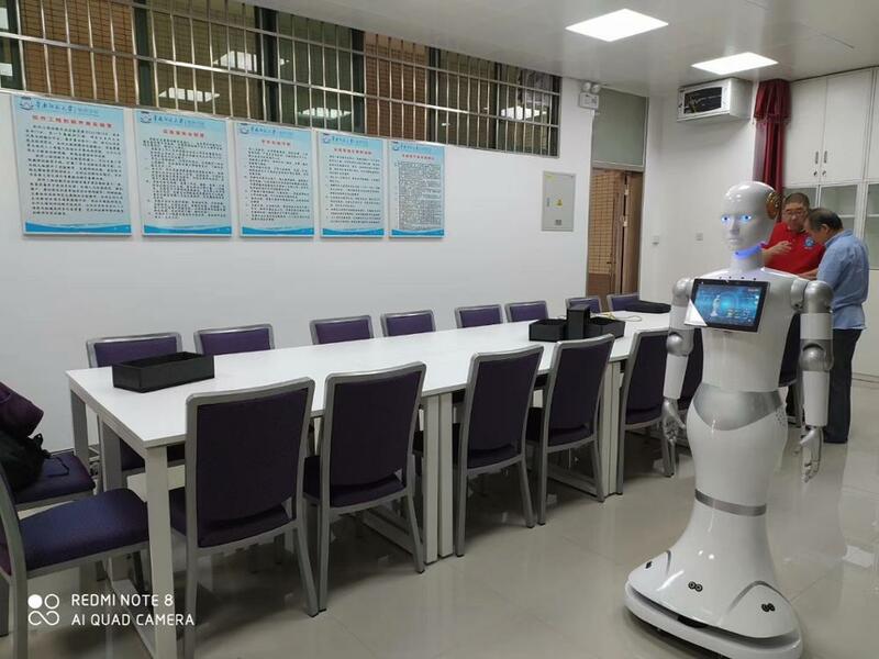 Hotel School Ziekenhuis Bibliotheek Tentoonstelling Tonen Gesprek Robot Ober Smart Humanoïde Receptie Robot Voice Gids Robot