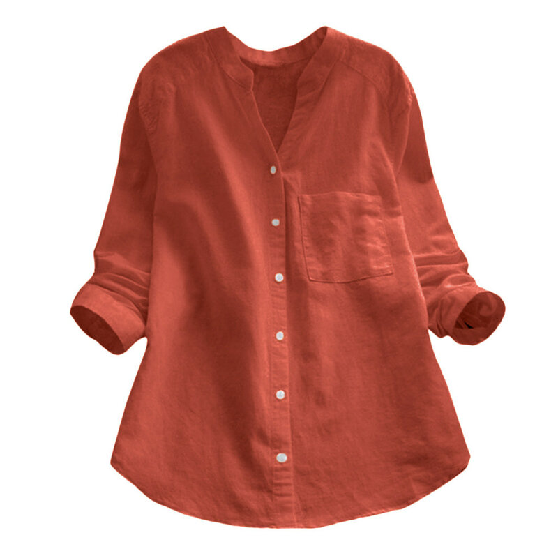 Camicia di lino gatto carino camicie da donna a maniche lunghe autunno camicetta femminile camicette da donna casual allentate con colletto