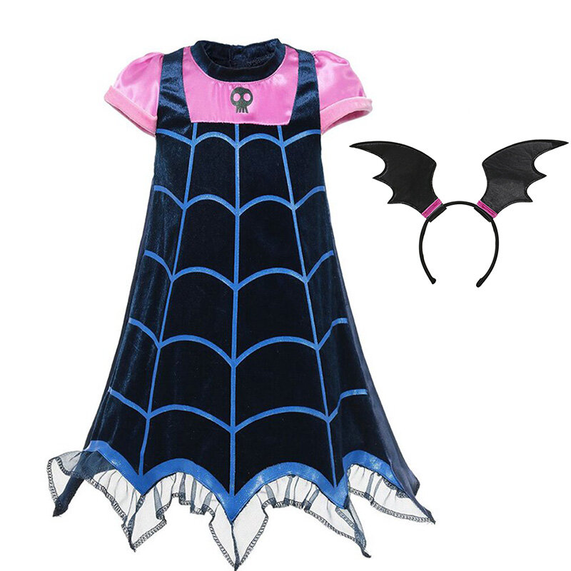 Little Girls Halloween Vampire Cosplay Cartoon Vampire Dresses Kids Fancy novità Summer Fashion Frock Child Bat Design Clothing