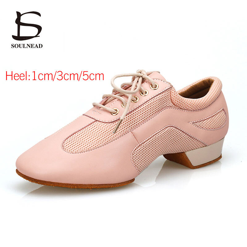 Sepatu Dansa Ballroom Wanita Sepatu Dansa Salsa Latin Merah Muda Sepatu Tango Jazz Profesional Sol Lembut Sneakers Dalam Ruangan Wanita Menari
