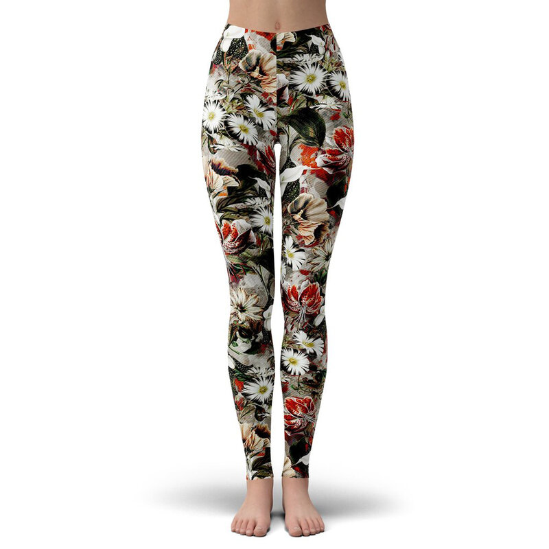 Estilo retro moda feminina leggings moda 3d impresso pássaros em flores leggings sexy elástico feminino leggings magros ddk22