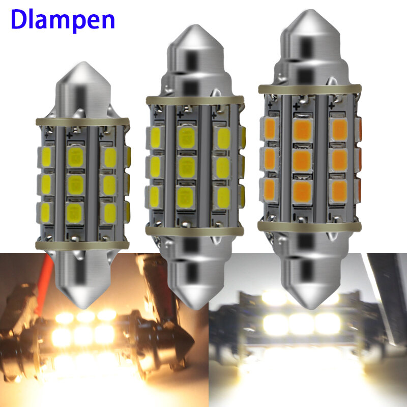 Girlandy LED canbus 36mm 39mm 42mm c3W C5W C10W żarówka światła 12 24 v 2W 360 stopni oświetlenie 12v 24 v auto oświetlenie wnętrza lampa